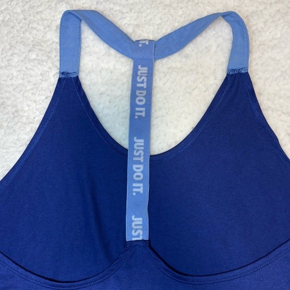 Nike Women Blue Dri-Fit Elastika Racerback Logo Tank Top - Picture 7 of 9